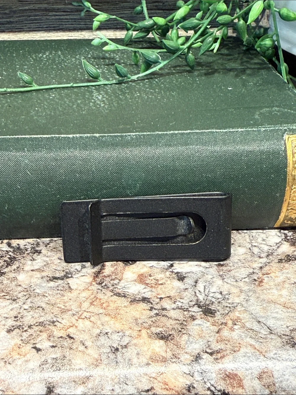 Black Money Clip with Gold Accent Stripes